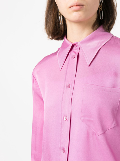 Shop Moschino Pointed-collar Poet-sleeve Shirt In Pink