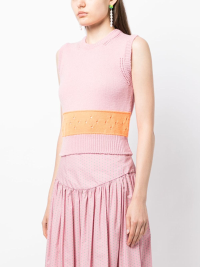 Shop Molly Goddard Romy Colour-block Knitted Top In Pink
