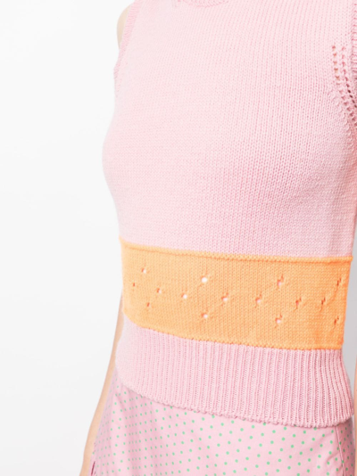 Shop Molly Goddard Romy Colour-block Knitted Top In Pink