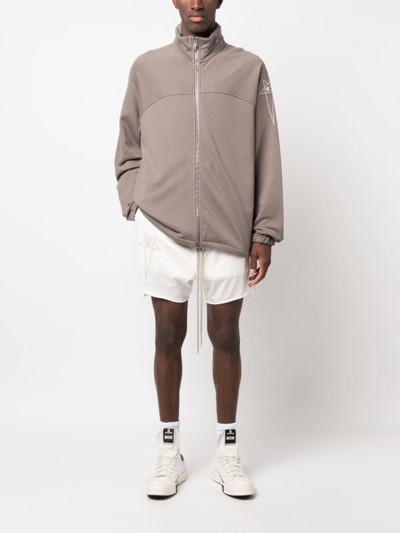 Shop Rick Owens X Champion Logo-embroidered Cotton Track Shorts In White