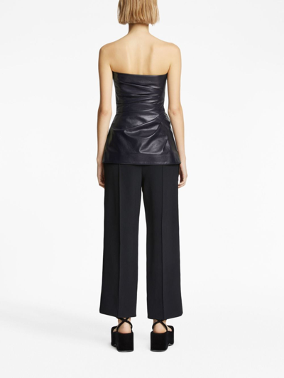 Shop Proenza Schouler Leather Strapless Top In Blue