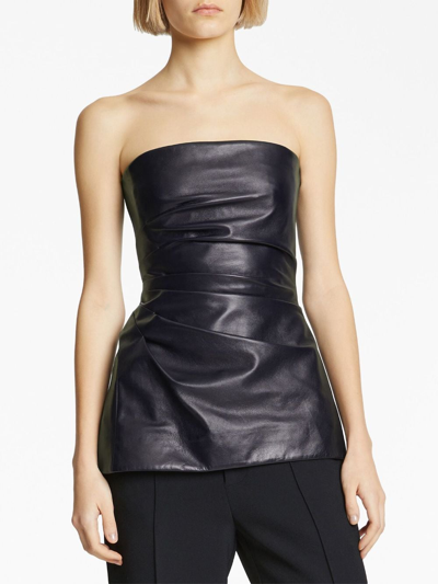 Shop Proenza Schouler Leather Strapless Top In Blue