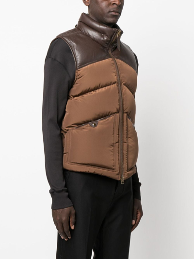 Shop Tom Ford Colour-block Padded Gilet In Brown