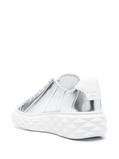 Shop Jimmy Choo Diamond Light Maxi/f Leather Sneakers In Silver