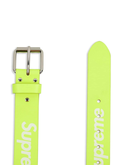 Supreme Repeat Leather "flourescent Yellow" Belt In Green