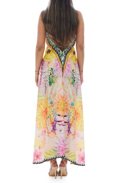 Shop Ranee's Floral Cover-up Halter Dress In Yellow
