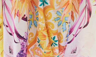 Ranee's Floral Cover-up Halter Dress In Yellow