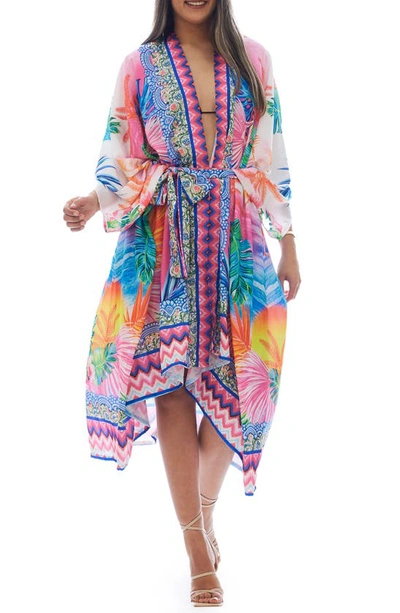 Ranee's Flamingo Cover-up Ruana In Purple