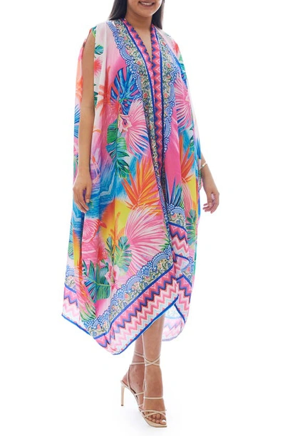 Ranee's Flamingo Cover-up Ruana In Purple