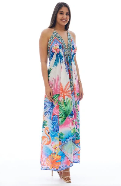 Ranee's Flaming Cover-up Halter Dress In Purple