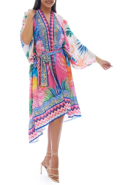 Ranee's Flamingo Cover-up Ruana In Purple