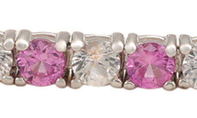 Suzy Levian Sterling Silver Round-cut Pink And White Sapphire Tennis Bracelet