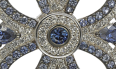 Shop Suzy Levian Sterling Silver Sapphire & White Sapphire Circle Medieval Brooch In Blue