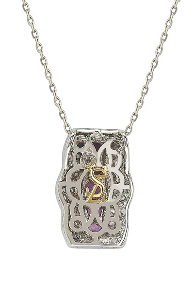 Shop Suzy Levian Two-tone Sapphire & Lab Created White Sapphire Pendant Necklace In Pink