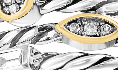 Effy Sterling Silver & 14k Gold Diamond Twist Band Ring In White