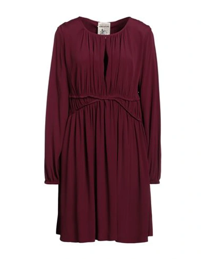 Shop Semicouture Woman Mini Dress Burgundy Size 8 Acetate, Silk In Red