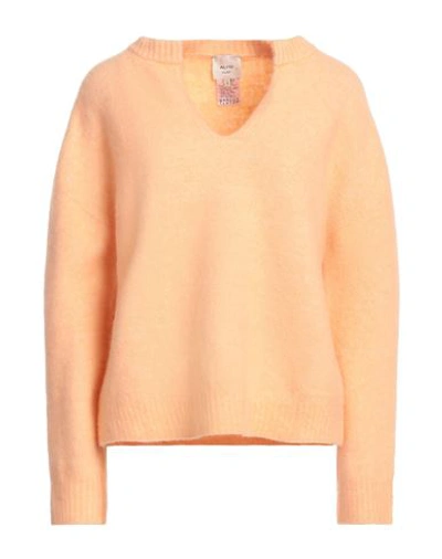 Alysi Chocolat Woman Sweater Apricot Size Xs Alpaca Wool, Polyamide, Merino Wool, Elastane In Orange