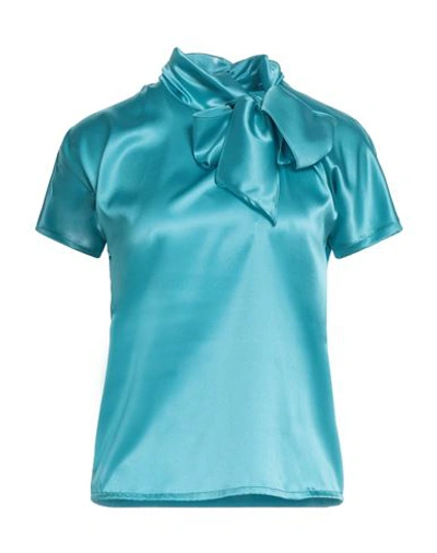 Shop Jucca Woman Top Azure Size 4 Silk, Elastane In Blue
