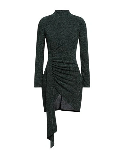 Shop Vanessa Scott Woman Mini Dress Dark Green Size M/l Nylon, Metallic Fiber, Elastane