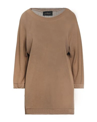 Shop Les Copains Woman Sweater Camel Size 4 Cotton In Beige