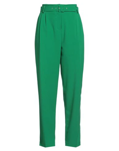 Shop Kaos Woman Pants Green Size 6 Polyester, Viscose, Elastane