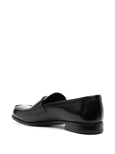 Shop Prada Logo-plaque Leather Loafers In Black