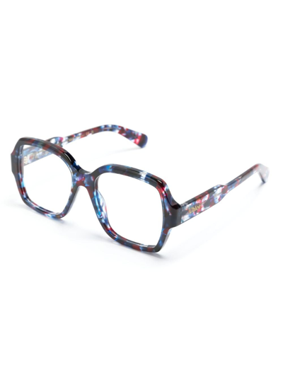 Shop Chloé Logo-lettering Square-frame Glasses In Blau