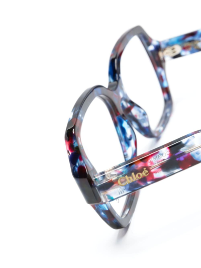 Chloé Logo-lettering Square-frame Glasses In Blau