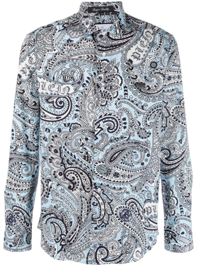 Shop Philipp Plein Paisley-print Long-sleeved Shirt In Multi