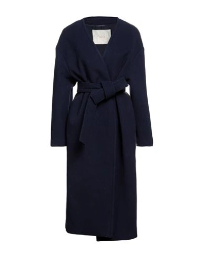 Jucca Woman Coat Midnight Blue Size 6 Virgin Wool, Polyamide, Polyester, Acrylic In Blue