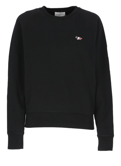 Shop Maison Kitsuné Tricolor Fox Sweatshirt In Black