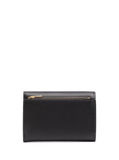 Shop Mulberry Black Wallet With Logo And Button Fastening In Grained Leather Woman