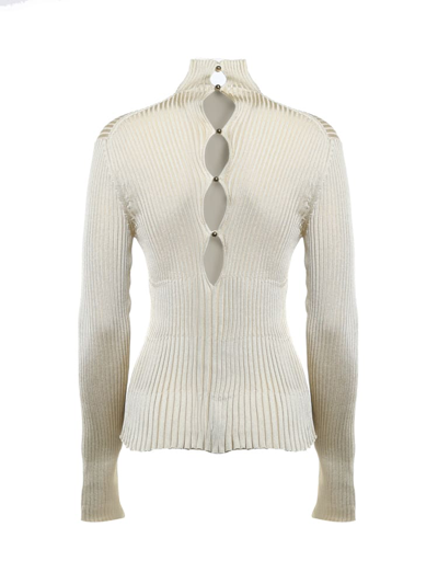 Shop Bottega Veneta Pleated Sweater In Light Viscose In Camomile