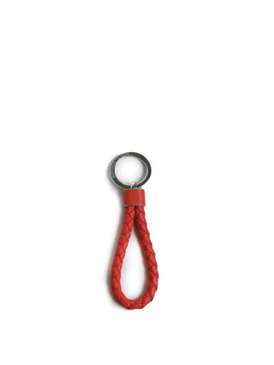 Shop Bottega Veneta Intertwining Keychain In Red