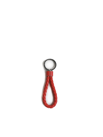 Shop Bottega Veneta Intertwining Keychain In Red