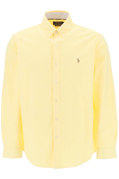 Shop Polo Ralph Lauren Oxford Cotton Button-down Shirt In Yellow Oxford (yellow)