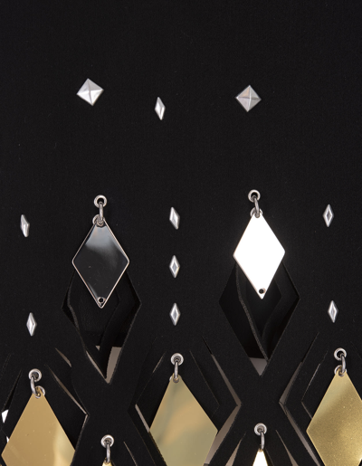 Shop Rabanne Black Crop Top With Diamond Shaped Appliqués In Nero