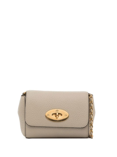 Shop Mulberry White 'lily' Crossbody Bag With Twist-lock Detail And Grained Texture In Leather Woman