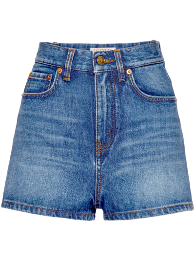 Shop Valentino Shorts In Denim In Blue