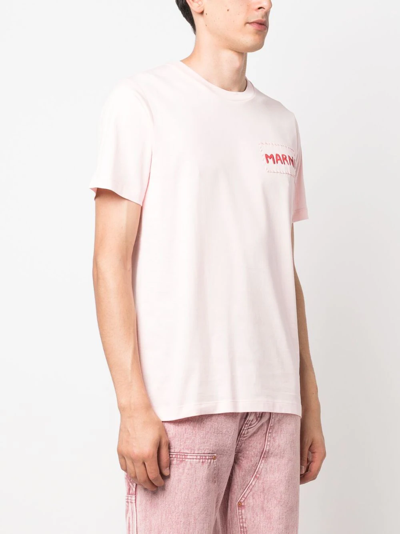Marni Logo-patch Cotton-jersey T-shirt In Pink