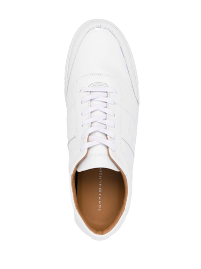 Tommy Hilfiger Embossed-monogram Low-top Sneakers In White