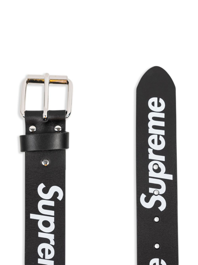 Supreme Repeat "black" Leather Belt In Black