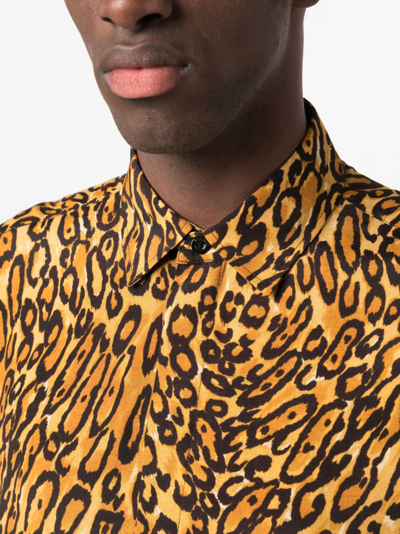 Shop Moschino Leopard-print Long-sleeve Shirt In Neutrals