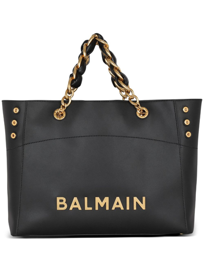 Shop Balmain Logo-plaque Tote Bag In 0pa