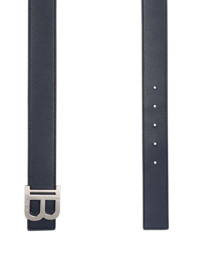 Shop Balmain Logo-buckle Leather Belt In Blue