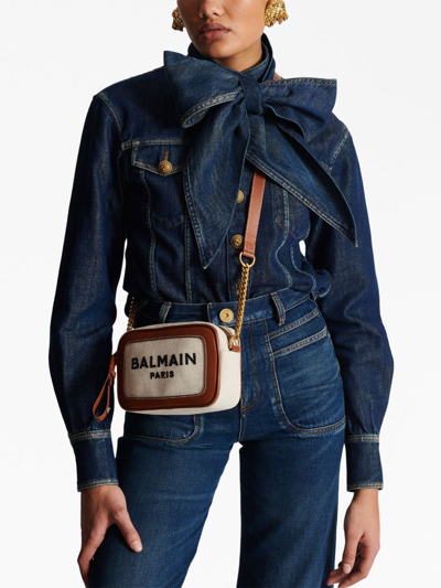 Shop Balmain B-army Logo-print Bag In Gem