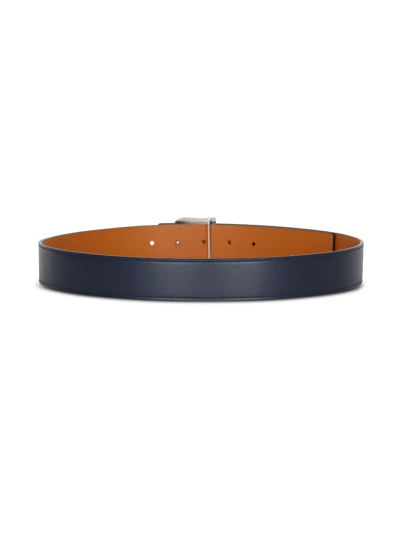 Shop Balmain Logo-buckle Leather Belt In Blue