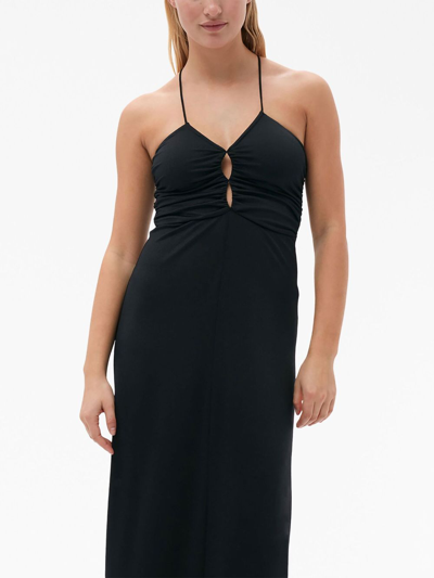 Shop Ganni Crossover-strap Gathered Maxi Dress In Black