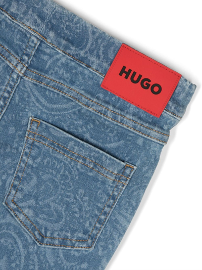 Shop Hugo Paisley-print Skinny Jeans In Blue