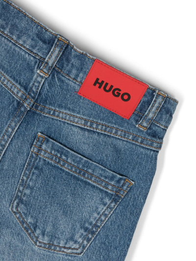 Shop Hugo Straight-leg Stretch-cotton Jeans In Blue